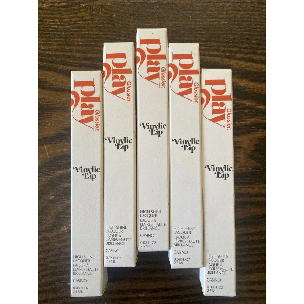 5 Glossier Play Vinylic Lip High Shine Lacquer in Casino NIB Lot Discontinued